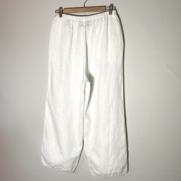 FLAX Linen Floods Elastic Waist Straight Leg in Lily White - Picture 6 of 12